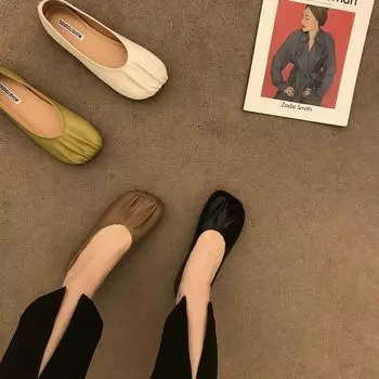 Туфли Doudou с плоским дном и неглубоким горлом, мягкая подошва, супермягкая, летняя, 2025, новые офисные рабочие туфли с одной педалью, женские туфли с круглым носком 35