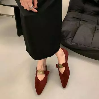 Туфли Doudou в стиле знаменитостей, однотонные, с золотой пряжкой, маленькие кожаные туфли, весенне-летние платья, туфли Мэри Джейн 35 коричневый
