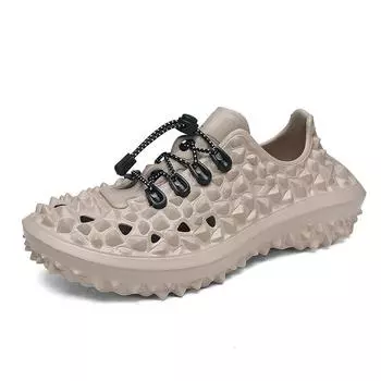 Туфли Дуриан Летние Новые Мужские Уличные Ощущение Пу Дуриан с Отверстиями Сандалии Нескользящие Износостойкие Пляжная Обувь Дышащие 39 хаки