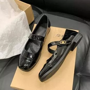 Туфли Fairy Wind на плоской подошве, женские, весна-лето 2025, новые юбки на плоской подошве, вечерние туфли, одна педаль, туфли Doudou 35 чёрный