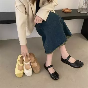 Туфли французской японской куклы женские с круглой головкой, мягкая подошва, одна педаль, плоские туфли Мэри Джейн, симпатичные повседневные туфли Doudou single, женские 35