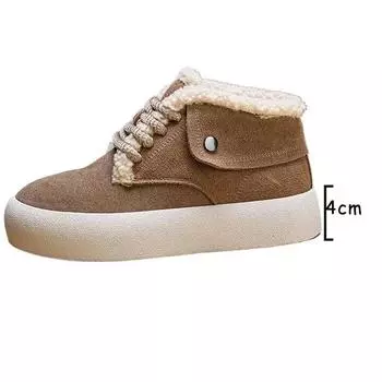 Туфли Fujin 4 см из натуральной коровьей замши на плоской подошве, осенние ботильоны, зимние плюшевые этнические мокасины, весенние женские ботинки, модная обувь 35 коричневый