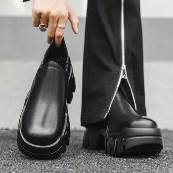 Туфли Gear Big Head Derby мужские лоферы с одной педалью для поездок на работу кожаные туфли на платформе Muffin 66644-J 38 чёрный