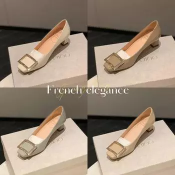 Туфли Grape Mother, классические, с квадратной пряжкой, квадратной головкой, неглубоким горлом, на коротком каблуке, подковообразные и плоские, для повседневной носки 34