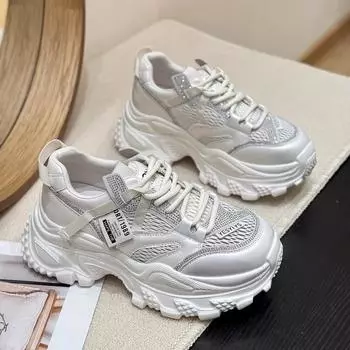 Туфли Gu Yun super fire rhinestone на толстой подошве для пап, весна 2025, новые кожаные универсальные дышащие туфли для спорта и отдыха 35