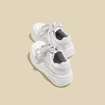 Туфли Gu Yunshu на толстой подошве белого цвета, повседневные туфли на толстой подошве для женщин 2025 года, новая корейская версия универсального персонализированного кабана 35 белый