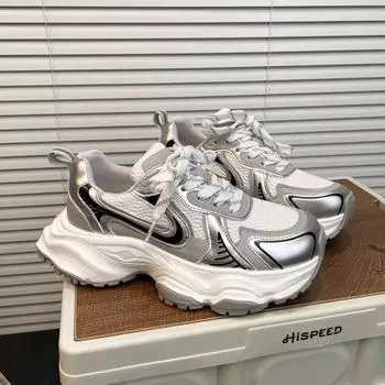 Туфли Gu Yunshu Platform dad, женские, весна 2024, новые, парижские, повседневные, с увеличенным каблуком, маленькие, легкие, женские туфли 35 белый