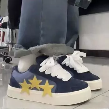 Туфли-хлеб Женские ретро повседневные туфли Универсальные студенческие кроссовки 35 темно-синий