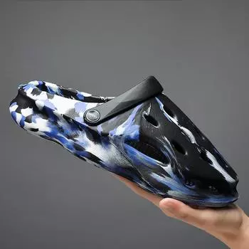 Туфли Hole, мужская летняя одежда, простые и универсальные, дышащие, пляжные, классные, на толстой подошве, большие, для сумок, для ношения на голове, повседневные тапочки 40