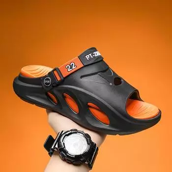 Туфли Hole мужские на толстой подошве летние прочные модные домашние домашние пляжные тапочки мужские тапочки с мягкой подошвой 39 чёрный