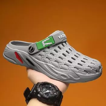 Туфли Hole повседневные нескользящие и износостойкие пляжные сандалии на толстой подошве большого размера, летние новые наружные тапочки, которые не дают наступить на дерьмо 39 чёрный