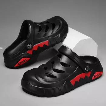 Туфли Hole Shoes, модные мужские тапочки Bag Head, нескользящие пляжные сандалии на толстой подошве 39 серый