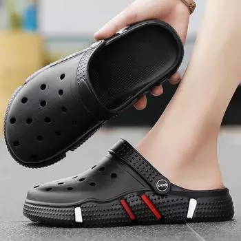 Туфли Hole Shoes мужские сандалии на толстой подошве с нескользящей подошвой для пляжа верхняя одежда дышащие повседневные прочные тапочки для мужчин 36 серый