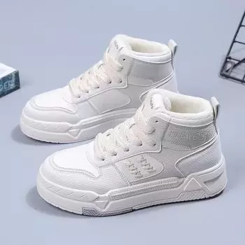 Туфли из бархата с толстой подошвой и высоким берцем, зимняя обувь, детская модная женская обувь, теплая и утолщенная универсальная повседневная обувь для сноуборда 40 бежевый