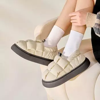 Туфли из хлопка на толстой подошве с плюшем и большой толщиной 36-37 бежевый