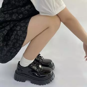 Туфли из искусственной кожи на толстой подошве в японском стиле в стиле ретро, туфли Мэри Джейн для девушек в британском стиле, туфли-бисквит на каблуках 39