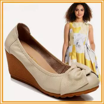 Туфли из коровьей кожи на танкетке, женские туфли-лодочки на платформе и высоком каблуке с открытой пяткой, удобные противоскользящие мягкие туфли для вечеринки, свадьбы 34 бежевый