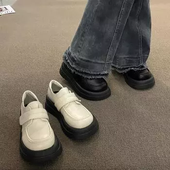 Туфли из кожи на толстой подошве для женщин 35 чёрный