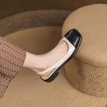 Туфли из кожи с квадратной головкой, женские, весна 2024, новый ретро-стиль, британский стиль, студенческий темперамент, лакированная кожа, подходящая к тренду, одиночные туфли 35 чёрный