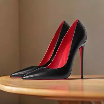 Туфли из матовой кожи светло-бежевого черного цвета с острым каблуком высотой 12 см, модная и универсальная профессиональная обувь. 35