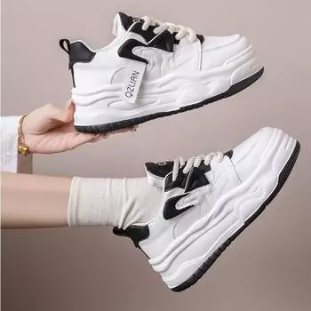 Туфли из мягкой кожи на толстой подошве для женщин, модные, спортивные, универсальные, повседневные, высокие белые туфли 35