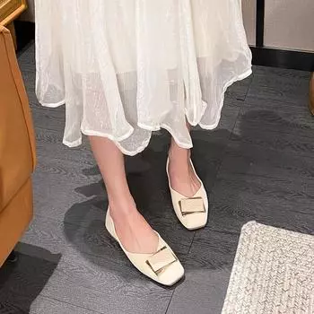 Туфли из мягкой кожи с мягкой подошвой и квадратным носком, женские новые туфли на плоской подошве с открытым носком, без шнуровки, женские топсайдеры для беременных 33 чёрный