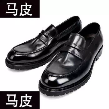 Туфли из мытой кожи, кожаные туфли высокого качества в стиле ретро для мужчин из коровьей кожи с большим задником, круглой головкой, толстой подошвой, увеличивающей высоту, туфли-дерби 38 чёрный