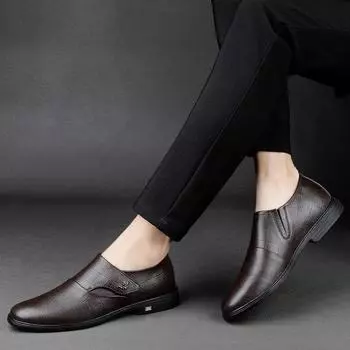 Туфли из натуральной кожи, формальные, коричневые, элегантные, мужские, повседневные, деловые, социальные, высокого качества, лоферы для вечеринок и свадеб 36 чёрный