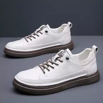 Туфли из натуральной кожи, мужская повседневная обувь 2024 года, модная мужская обувь на плоской подошве из коровьей кожи, черные белые туфли A44130 6.5 чёрный