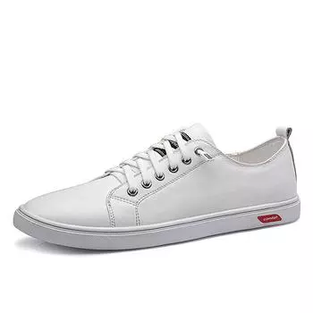 Туфли из натуральной кожи мужские белые кроссовки весна осень легкие мужские повседневные дышащие нескользящие мягкие универсальные мужские туфли 38 чёрный