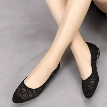 Туфли из натуральной кожи на плоской подошве, весна-лето, новые сетчатые одинарные туфли с полым носком, женские туфли с мягкой поверхностью и неглубоким носком, цена 35-43 евро 5.5 чёрный