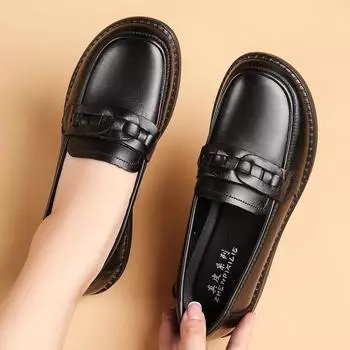 Туфли из натуральной кожи на плоской подошве для женщин среднего и пожилого возраста. Повседневные удобные легкие мокасины на мягкой подошве для мам. 35