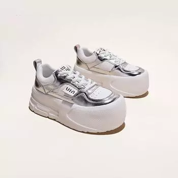 Туфли из натуральной кожи на толстой подошве, новые модные универсальные повседневные женские туфли, увеличивающие рост, туфли на досках 35 белый