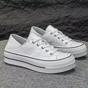 Туфли из натуральной кожи с перекрестными ремешками Туфли на плоской платформе Повседневные кроссовки Белые туфли Темперамент Элегантные женские туфли Tide 34 чёрный