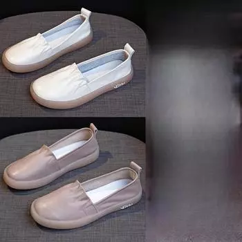 Туфли из натуральной кожи с вырезом белого цвета для женщин, женские туфли Le Fu One Foot Stepping, кожаные туфли для беременных и медсестер на мягкой подошве 35