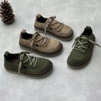 Туфли из натуральной кожи, туфли ручной работы из коровьей кожи с круглым носком 35 кофейный