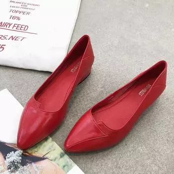 Туфли из натуральной кожи Весна и лето Женская модная повседневная обувь Прогулочные туфли на толстом каблуке 34 красный