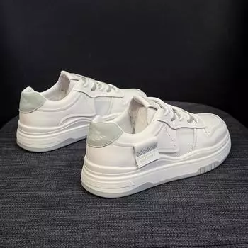 Туфли из натуральной мягкой кожи белого цвета, женские, весенние, новые, легкие, с толстой подошвой, сетчатые, дышащие, универсальные, повседневные, спортивные туфли 35 зелёный