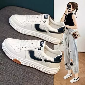 Туфли из натуральной мягкой кожи белого цвета, женская весенняя новинка I Flat Casual All-match Shoes 35