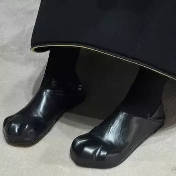 Туфли из овчины Niche Leather Cat Claw Туфли на плоской подошве Маленькие кожаные туфли Женские однопедальные ленивые мокасины Туфли Mary Jane Single 35 чёрный