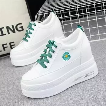 Туфли из парусины на толстой подошве, женские, осенние, новый стиль, внутреннее увеличение 10 см, дышащие, повседневные белые туфли, плюшевые туфли, кроссовки 34 розовый