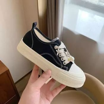 Туфли из парусины с подвеской в виде смайлика и жемчуга, женская летняя новая мода, универсальные спортивные повседневные туфли для сёрфинга 35 хаки