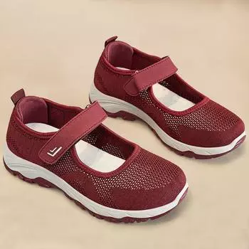 Туфли из ткани женские летние новые одинарные туфли дышащие повседневные туфли с неглубоким горлом одна педаль мягкая подошва липучка туфли для мам 35