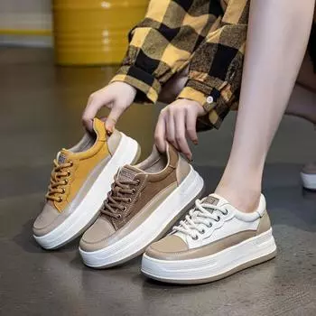 Туфли из толстой кожи белого цвета, повседневная женская обувь 35 жёлтый