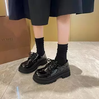 Туфли из толстой кожи, мокасины, женская обувь 35 абрикосовый