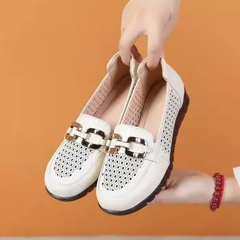 Туфли из воловьей кожи на мягкой подошве, новые летние стильные туфли на полой подошве, женские удобные нескользящие сандалии большого размера 35