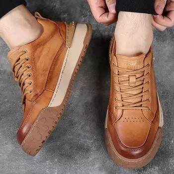 Туфли из воловьей кожи с верхним слоем для мужских спортивных занятий, удобные и повседневные одинарные туфли, натуральная кожа для мужской обуви, универсальные 37