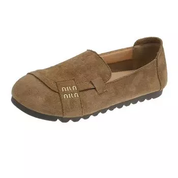 Туфли JMXD-Flat Doudou, матовые нескользящие повседневные нескользящие туфли с мягкой подошвой, женские с одной педалью, рабочие туфли 35 хаки