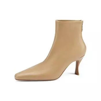 Туфли Krazing Pot Sheepskin Осень-зима Тонкие высокие каблуки Современные ботинки с квадратным носком Сохраняющие тепло Ботильоны на молнии 34 чёрный