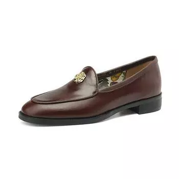 Туфли Krazing Pot Sheepskin с круглым носком и толстым каблуком. Осенне-летние туфли. Женские туфли-лодочки в стиле ретро. 34 коричневый